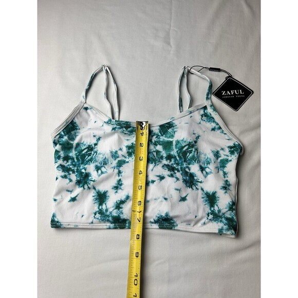 NWT Zaful Forever Young White Green Tie Dye Crop Tank Top Size 4. LRC7-1 - Picture 4 of 7